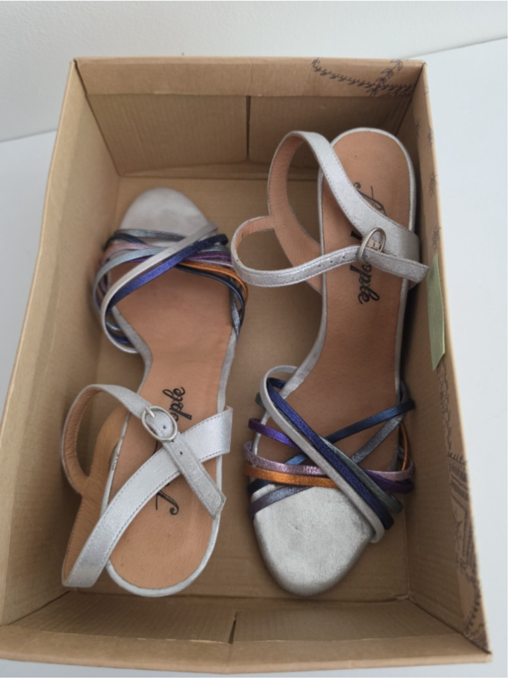 Free People Golden Hour Metallic Wedge Sandals Silver Multicolor Strappy 41 / 11 - Picture 9 of 12